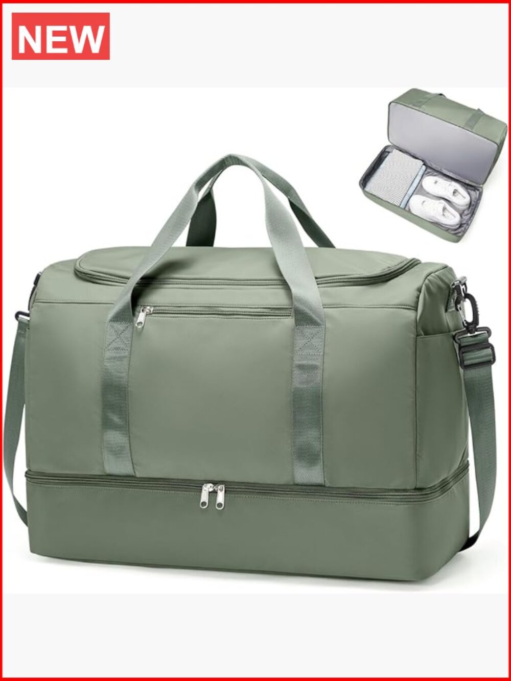 Extra Large Travel Duffle Bag with Shoe Compartment, Carry On Weekender for